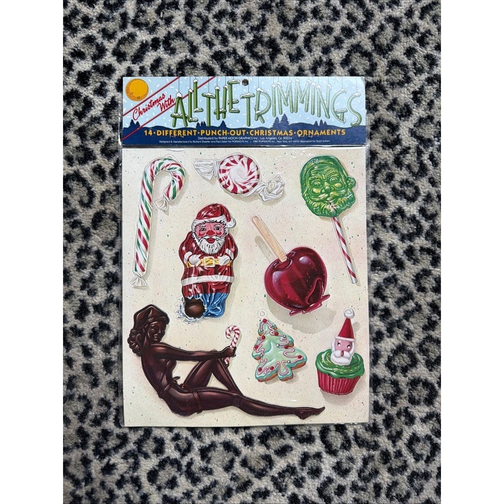 Vintage 1980 All The Trimmings Christmas Punch Out Ornaments Paper Moon Graphics
